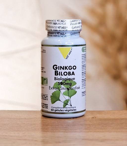 GINKGO BILOBA BIO* 500mg Extrait standardisé VIT'ALL PLUS